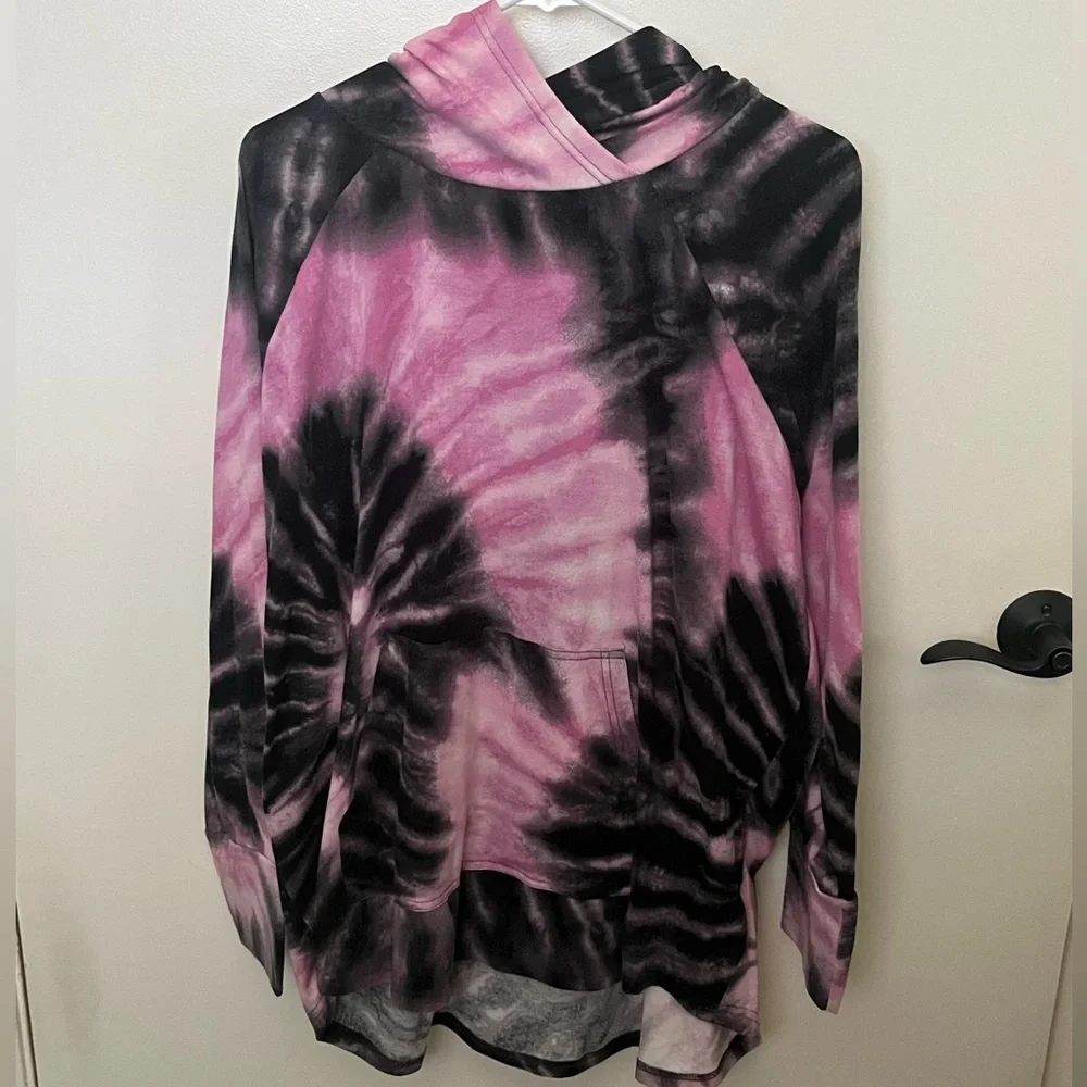 LulaRoe Tie-Dye Pink and Black Hoodie